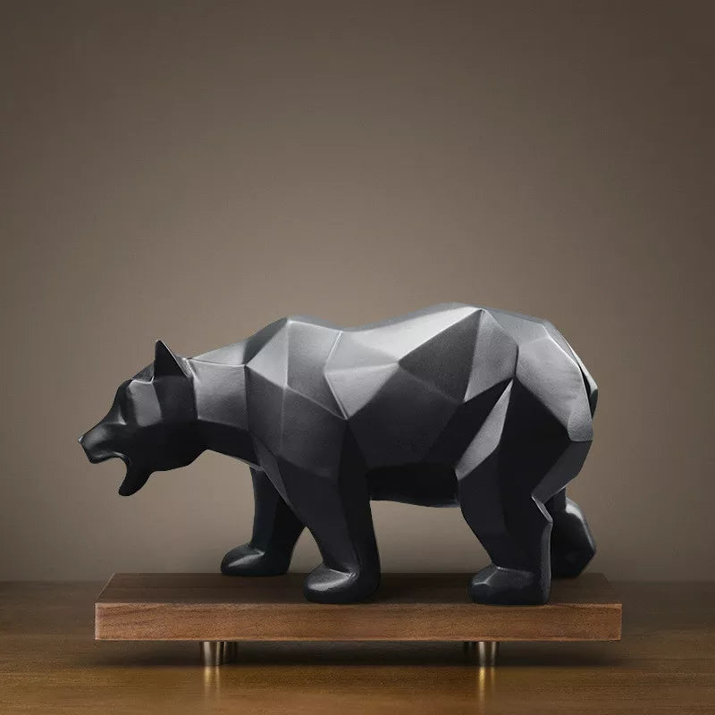 Escultura Abstrata Urso Resina - 0003 Conceito Preto 