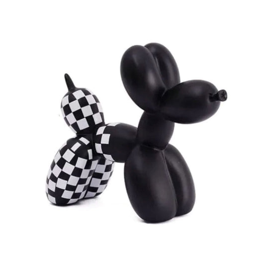 Escultura Doggy Balloon Xadrez Resina - 0016 Conceito 