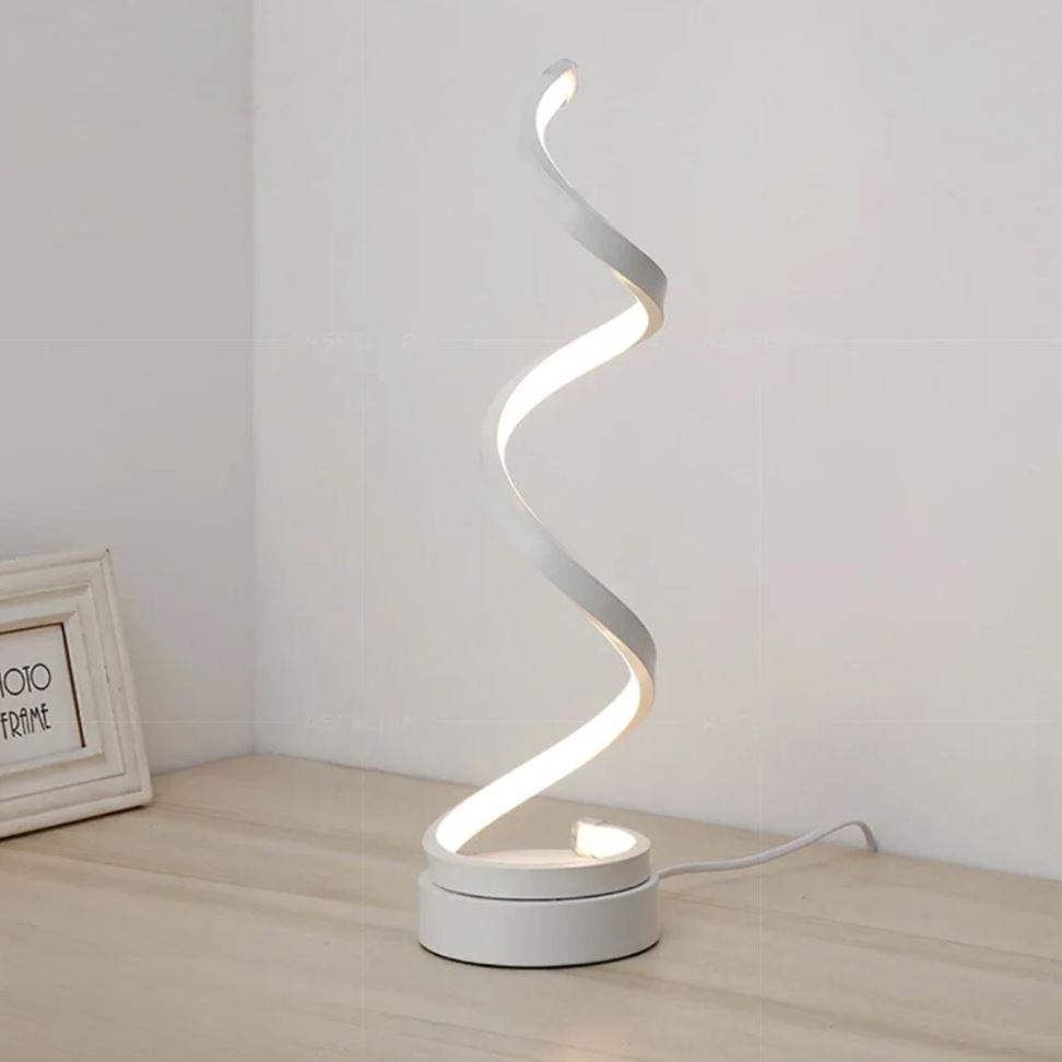 Luminária Abajur de Mesa Espiral Small Luna 34cm Abajur - 0038 Conceito Branco Luz Fria 