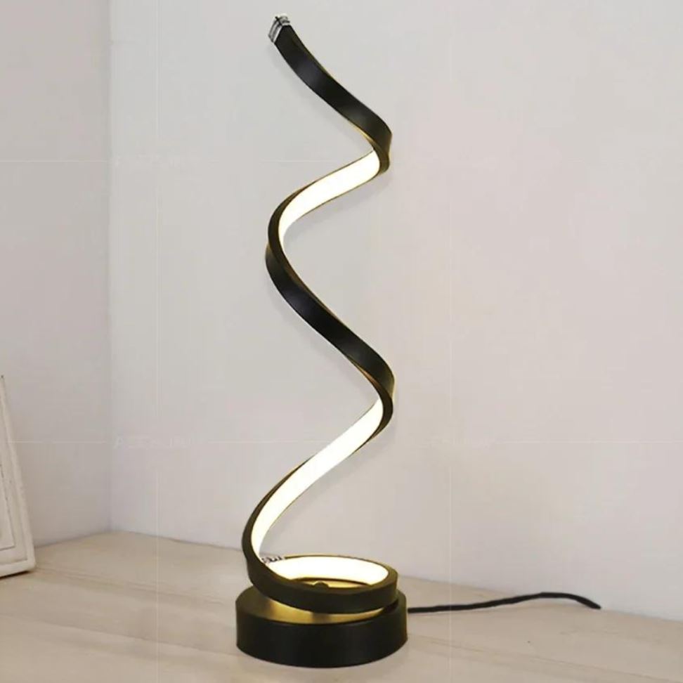 Luminária Abajur de Mesa Espiral Small Luna 34cm Abajur - 0038 Conceito Preto Luz Fria 