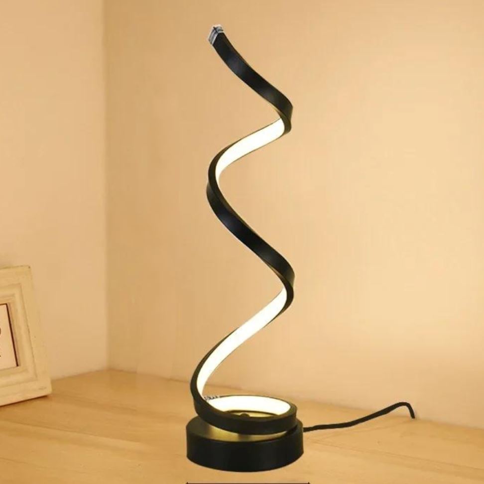 Luminária Abajur de Mesa Espiral Small Luna 34cm Abajur - 0038 Conceito Preto Luz Quente 