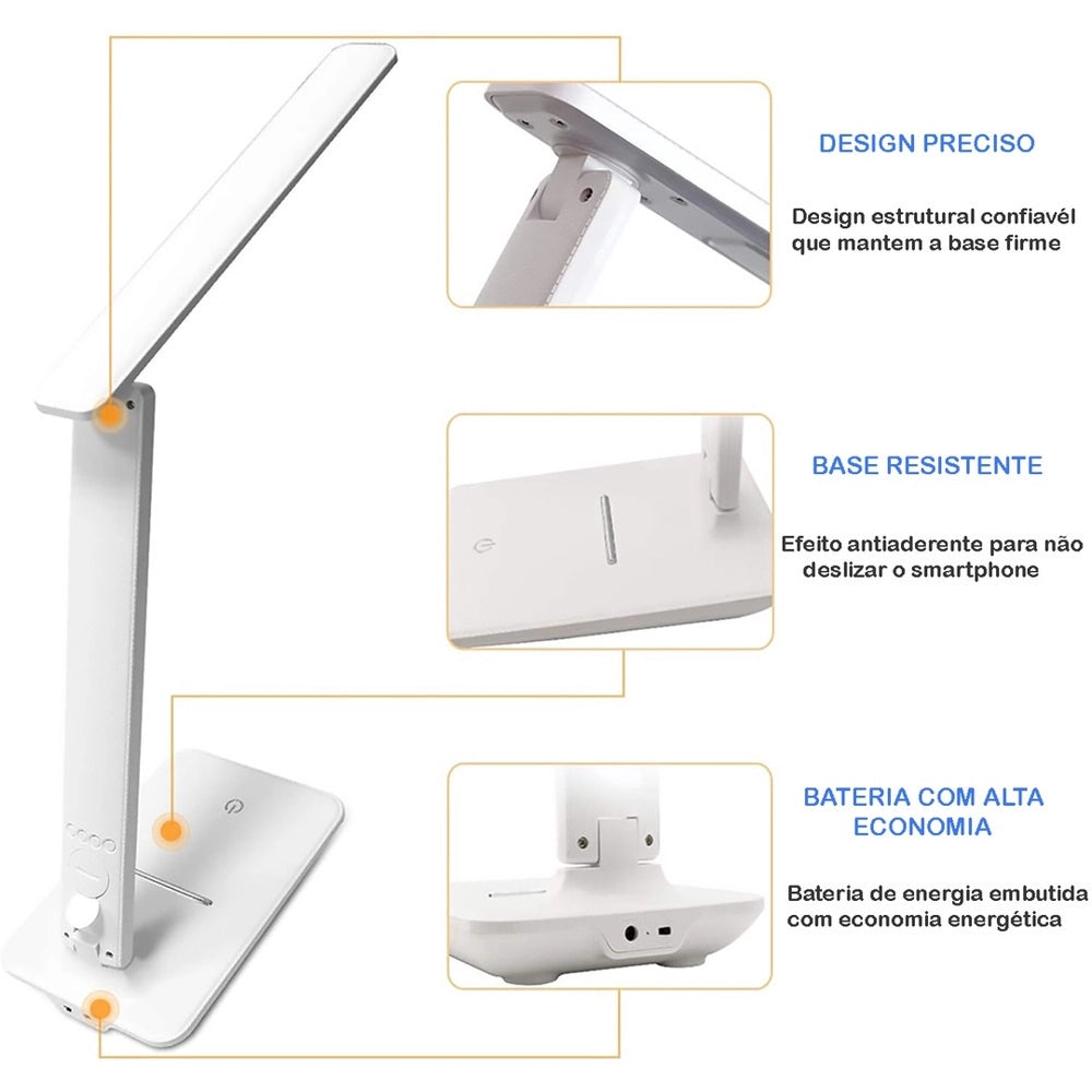 Luminária Abajur Touch Multifuncional Ajustável USB luzes Conceito 