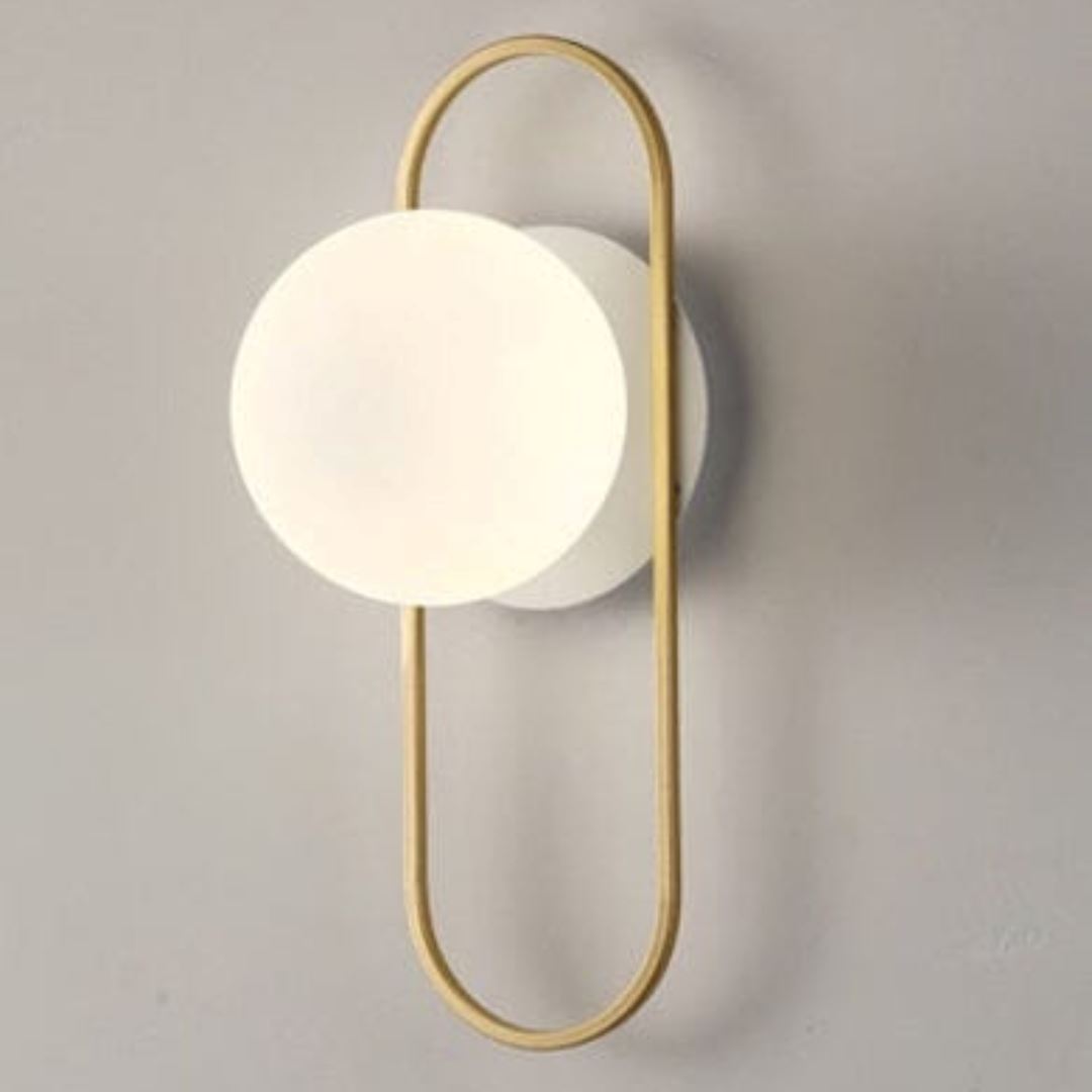 Luminária Arandela de Parede Esfera Power Arandela 0010 Conceito Branco/ Dourado Quente 