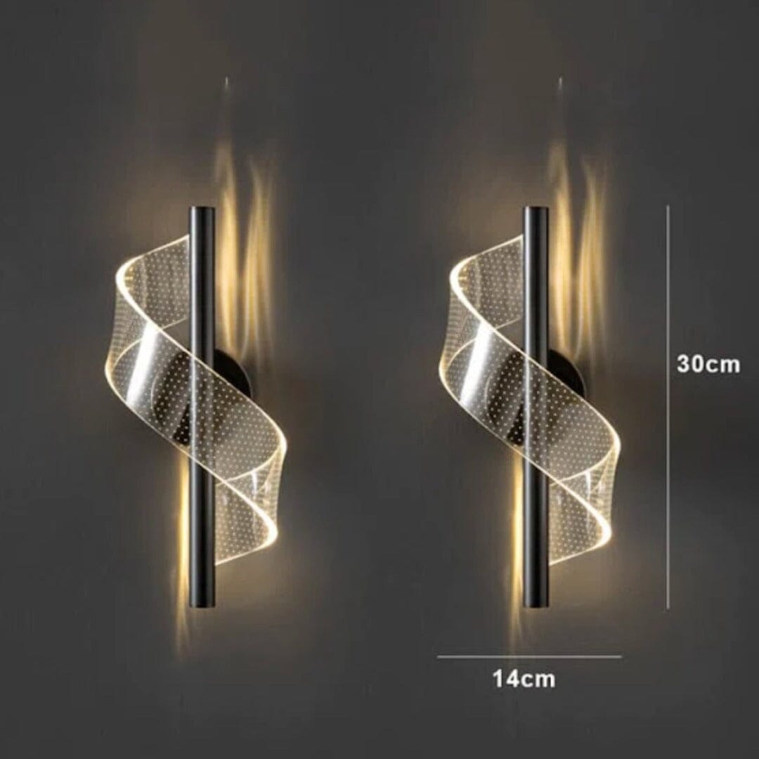 Luminária Arandela de Parede Espiral Acrílico Arandela 0014 Conceito Preto Luz Quente 02 Unidades