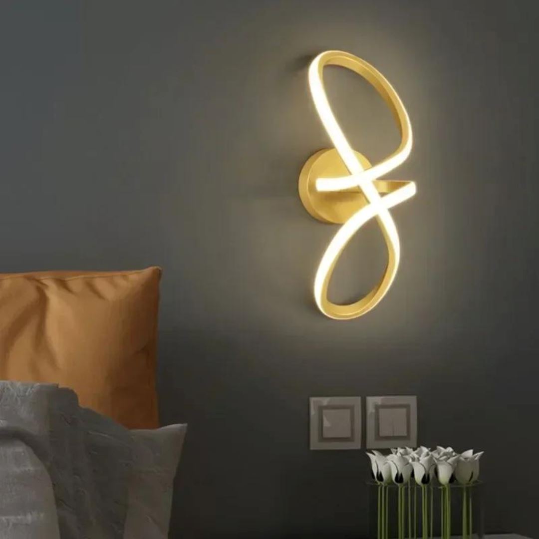 Luminária Arandela de Parede Infinity Led Arandela 0045 Conceito Dourado Luz Quente 01 Unidade