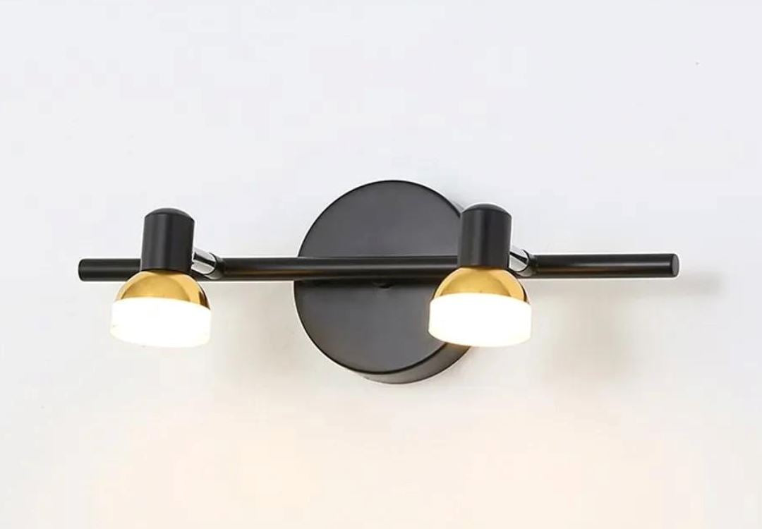 Luminária Articulada Trilho Montana (2 holofotes) Arandela 0036 Conceito Preto Luz Fria 