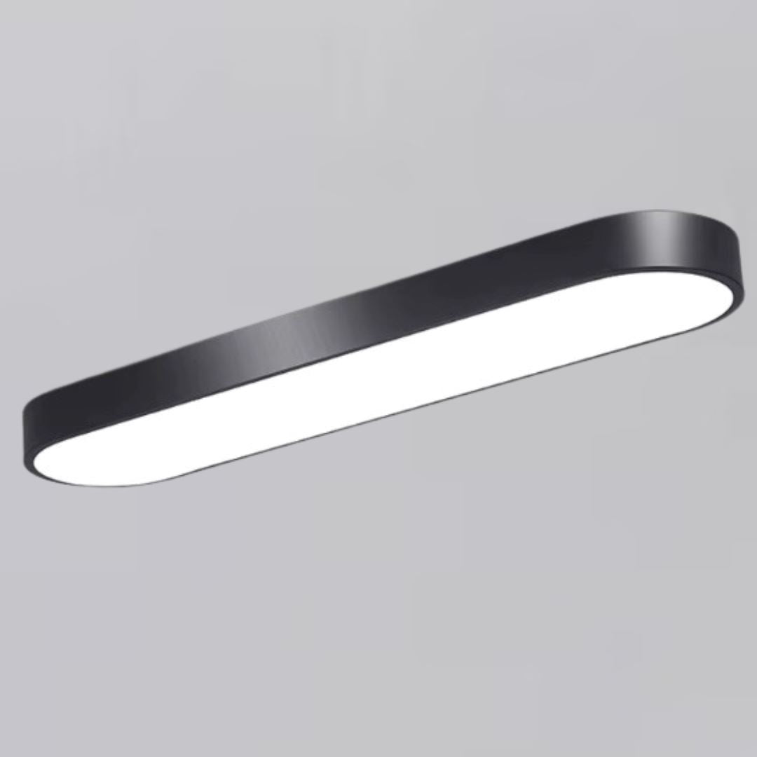 Luminária de Teto Plafon Sobrepor Elipse Oval 35cm Conceito Preto Luz Quente 