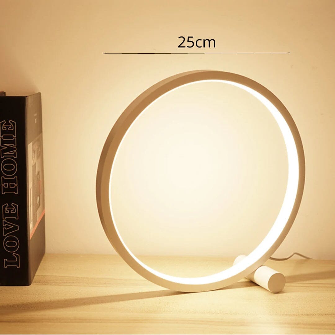 Luminária Minimalista de Mesa Circular Touch LED (25cm) Abajur - 0018 Conceito 