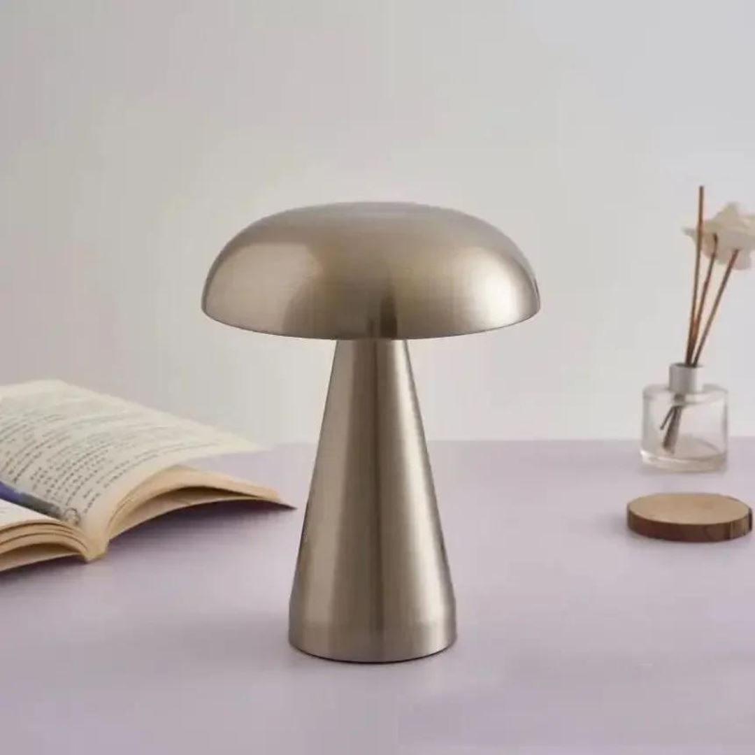 Luminária Móvel Touch de Mesa - Candeeiro e Abajur Mushroom Abajur - 0027 Conceito Prata 