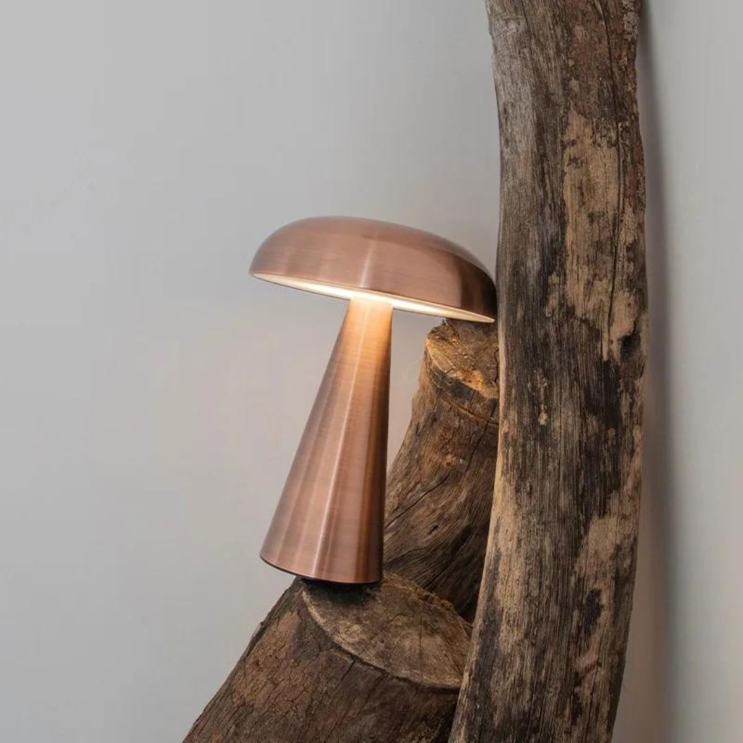 Luminária Móvel Touch de Mesa - Candeeiro e Abajur Mushroom Abajur - 0027 Conceito Rose Gold 