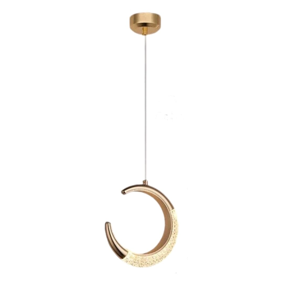 Lustre Pendente de Luxo Dourado Lua Cristal Pendente - 0012 Conceito 