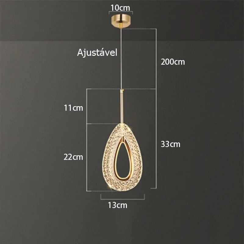 Lustre Pendente de Luxo em Gota Cristal luzes Conceito 