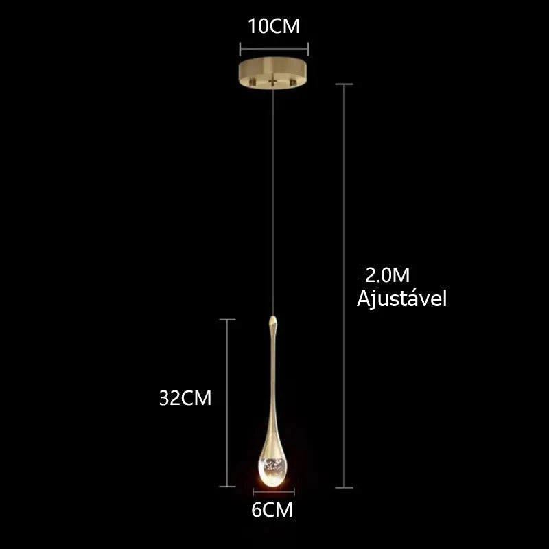 Lustre Pendente de Luxo em Gota Crystals luzes Conceito 