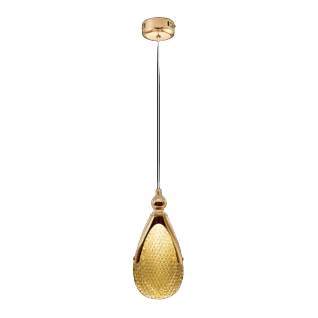 Lustre Pendente de Luxo Gota Dourado Pendente - 0030 Conceito 