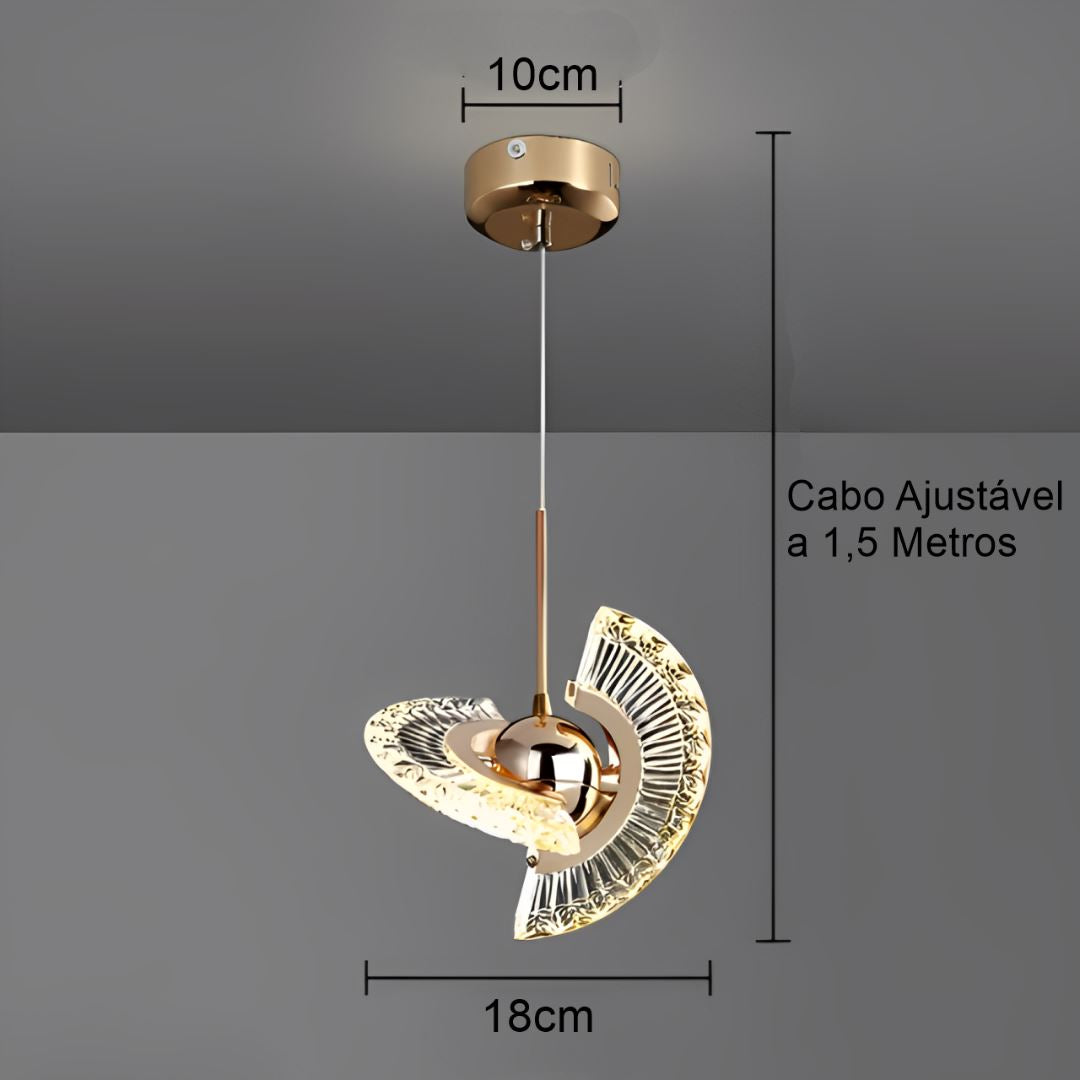 Lustre Pendente de Luxo Orbit Crystals 4 em 1 Conceito 