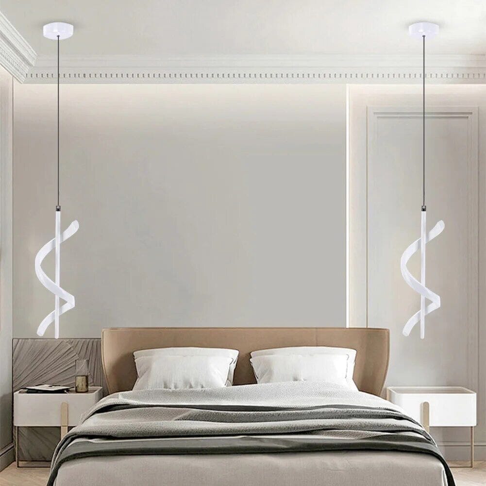 Lustre Pendente em Espiral de Led Branco Pendente - 0027 projeto-150 02 Unidades Quente 