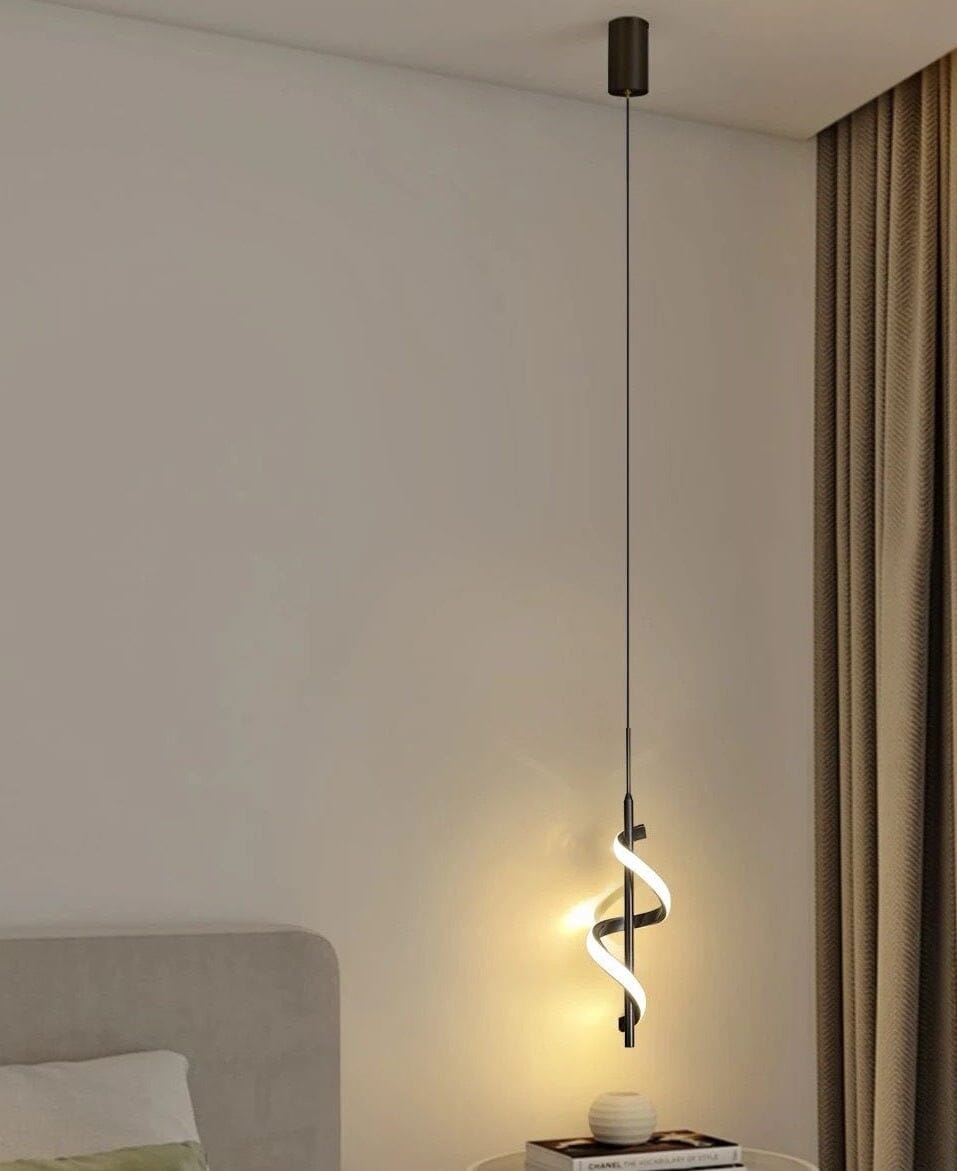 Lustre Pendente em Espiral de Led Preto Pendente - 0026 projeto-150 