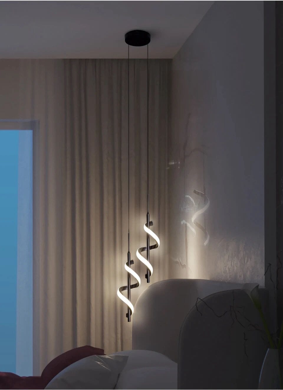 Lustre Pendente em Espiral de Led Preto Pendente - 0026 projeto-150 