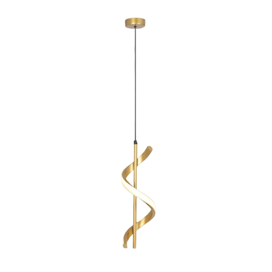 Lustre Pendente em Espiral Dourado de Led Pendente - 0017 Conceito 