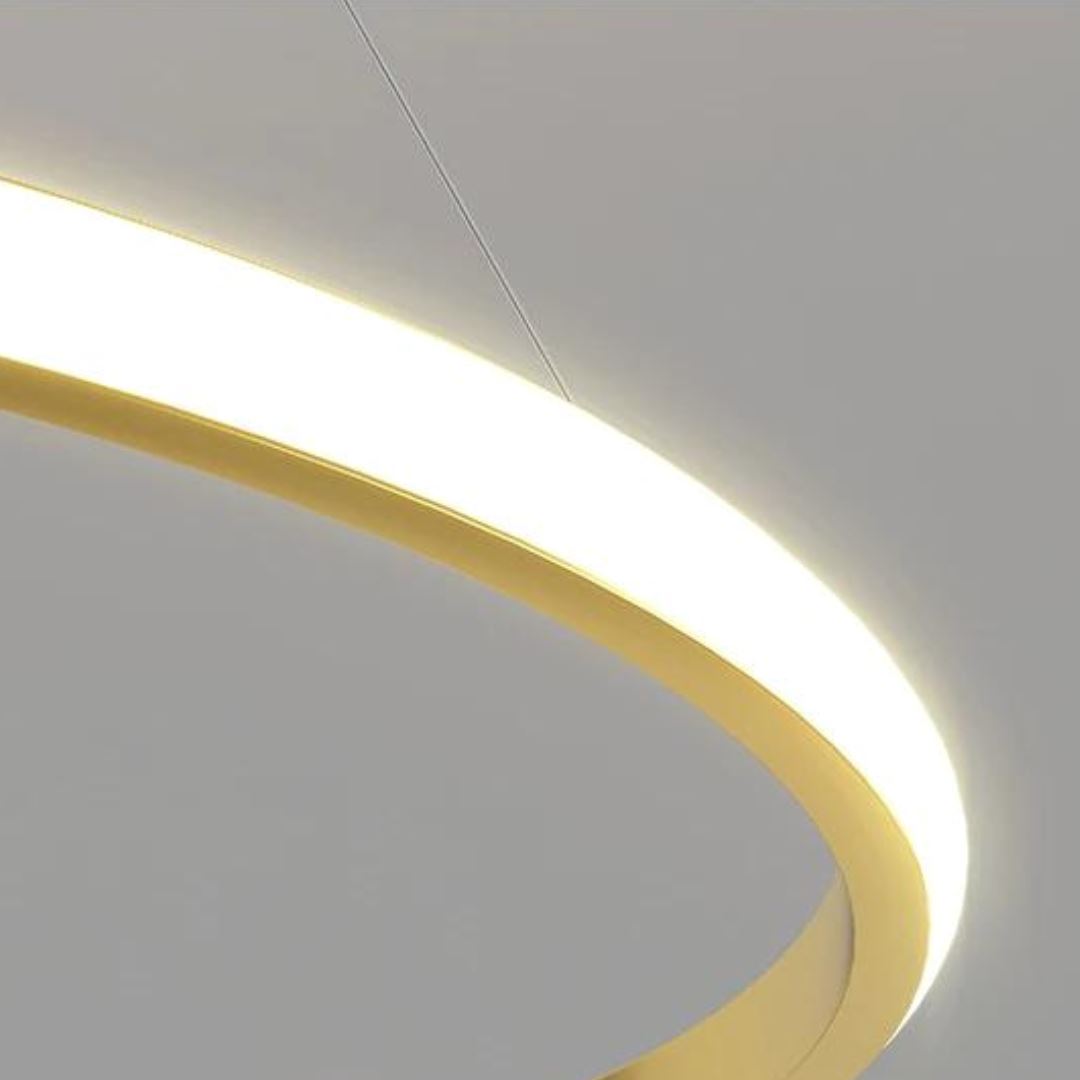 Lustre Pendente Luxuoso Circular Duplo em Led Lustre - 0012 Conceito 