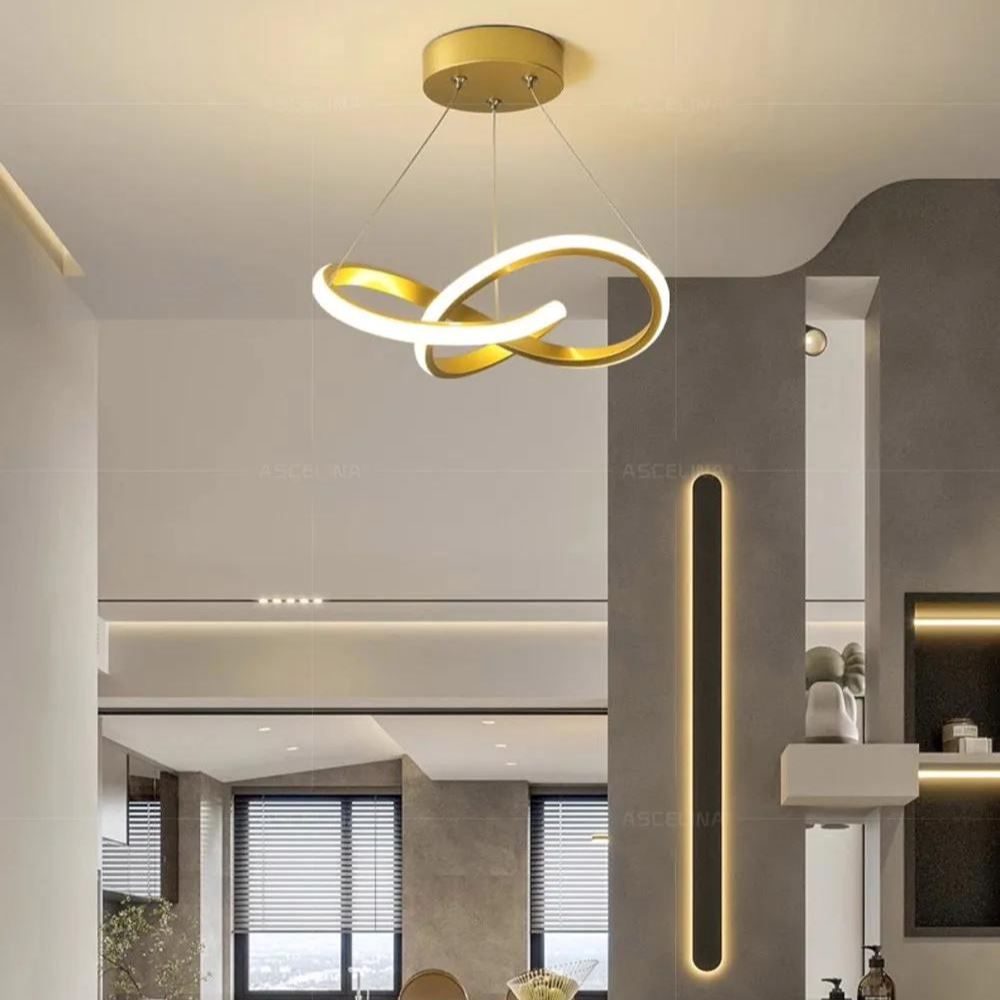 Lustre Pendente Oregon Led luzes Conceito Dourado Quente 