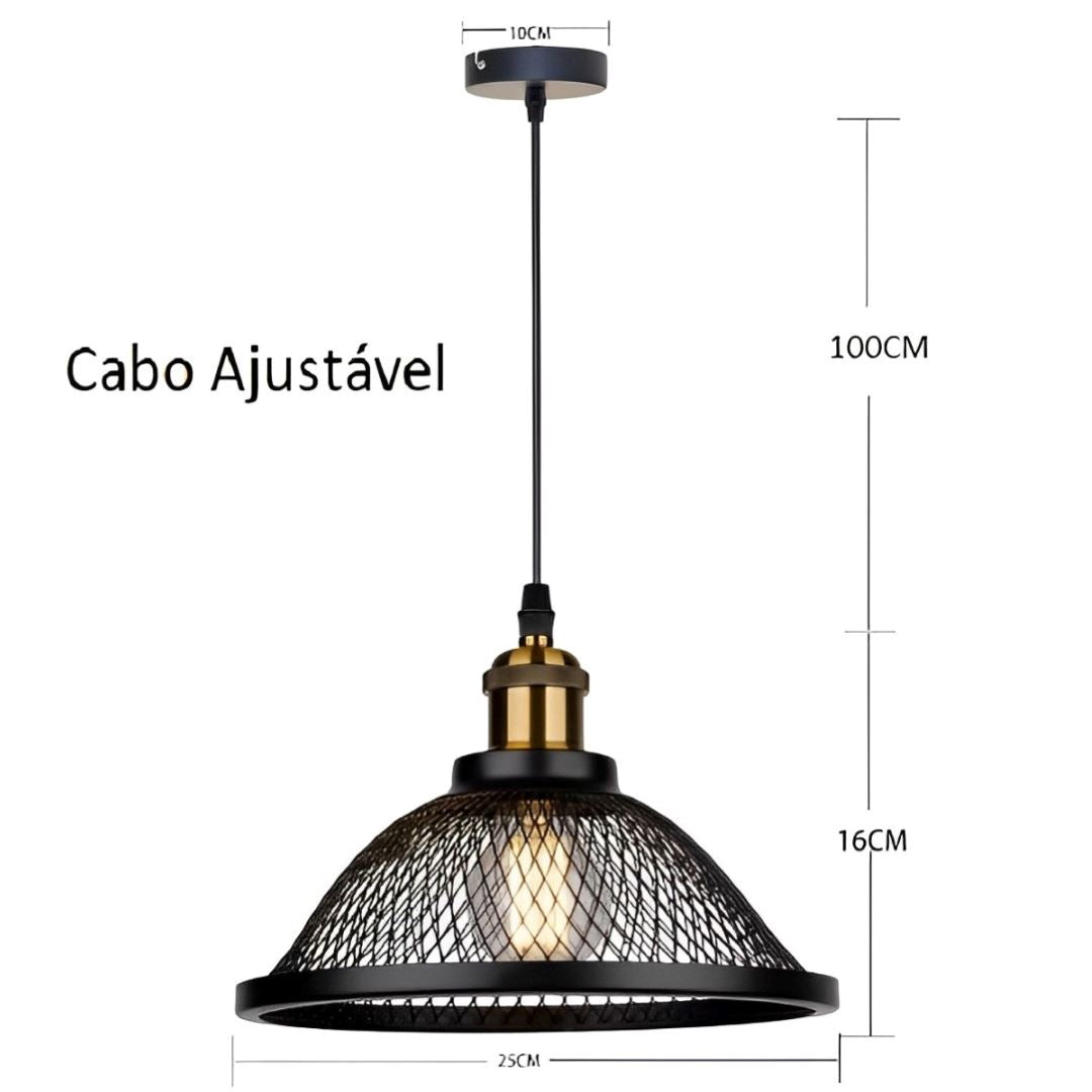 Lustre Pendente Vintage Retrô Vazado para Quarto Cozinha Balcão Conceito 