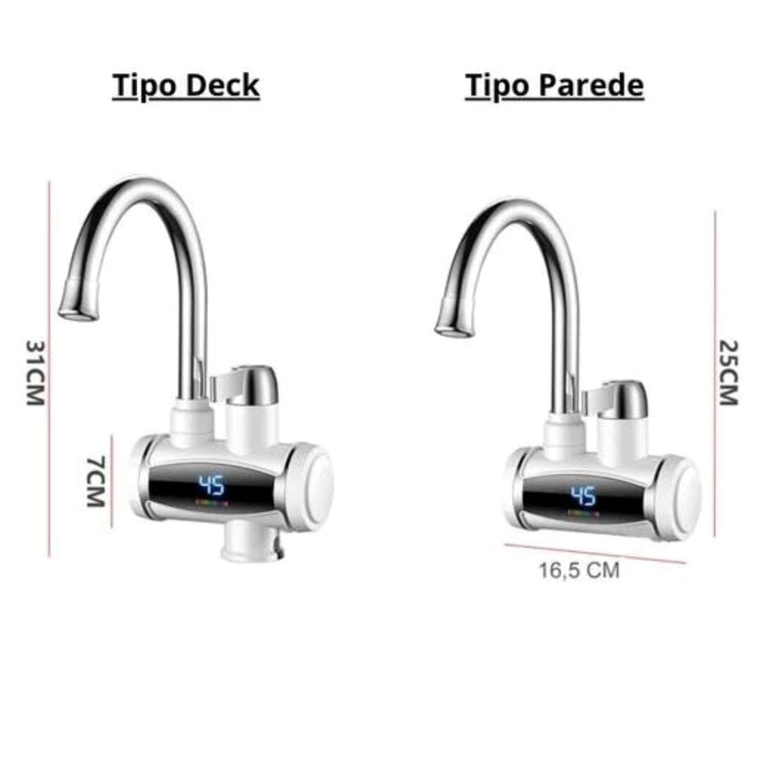Torneira Heater Digital LED Elétrica com Aquecimento 3300W - 220V TorneiraCozinha - 0014 YuDome 