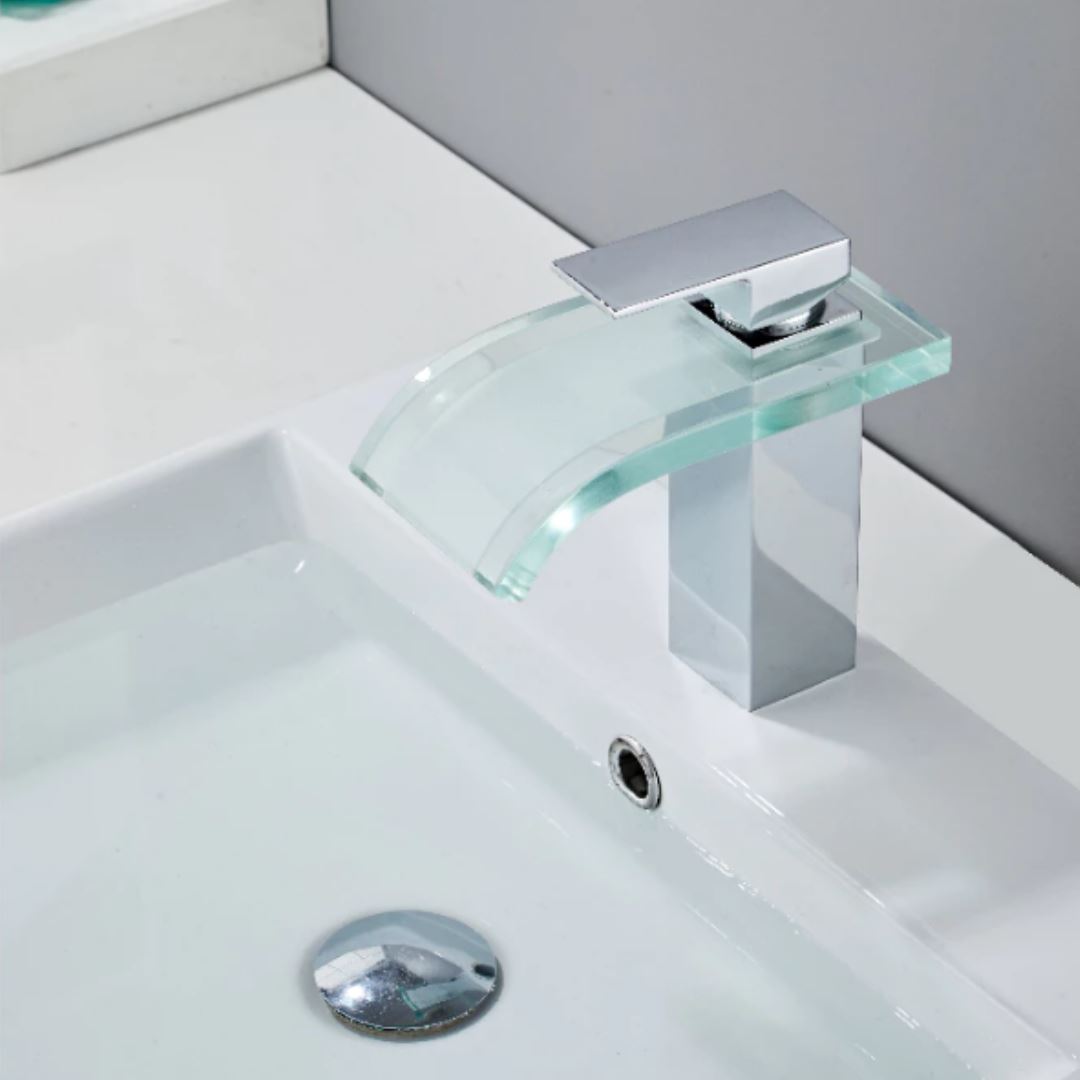 Torneira Luxuosa Riffle Glass - Monocomando para Lavabo 17,5cm Conceito 