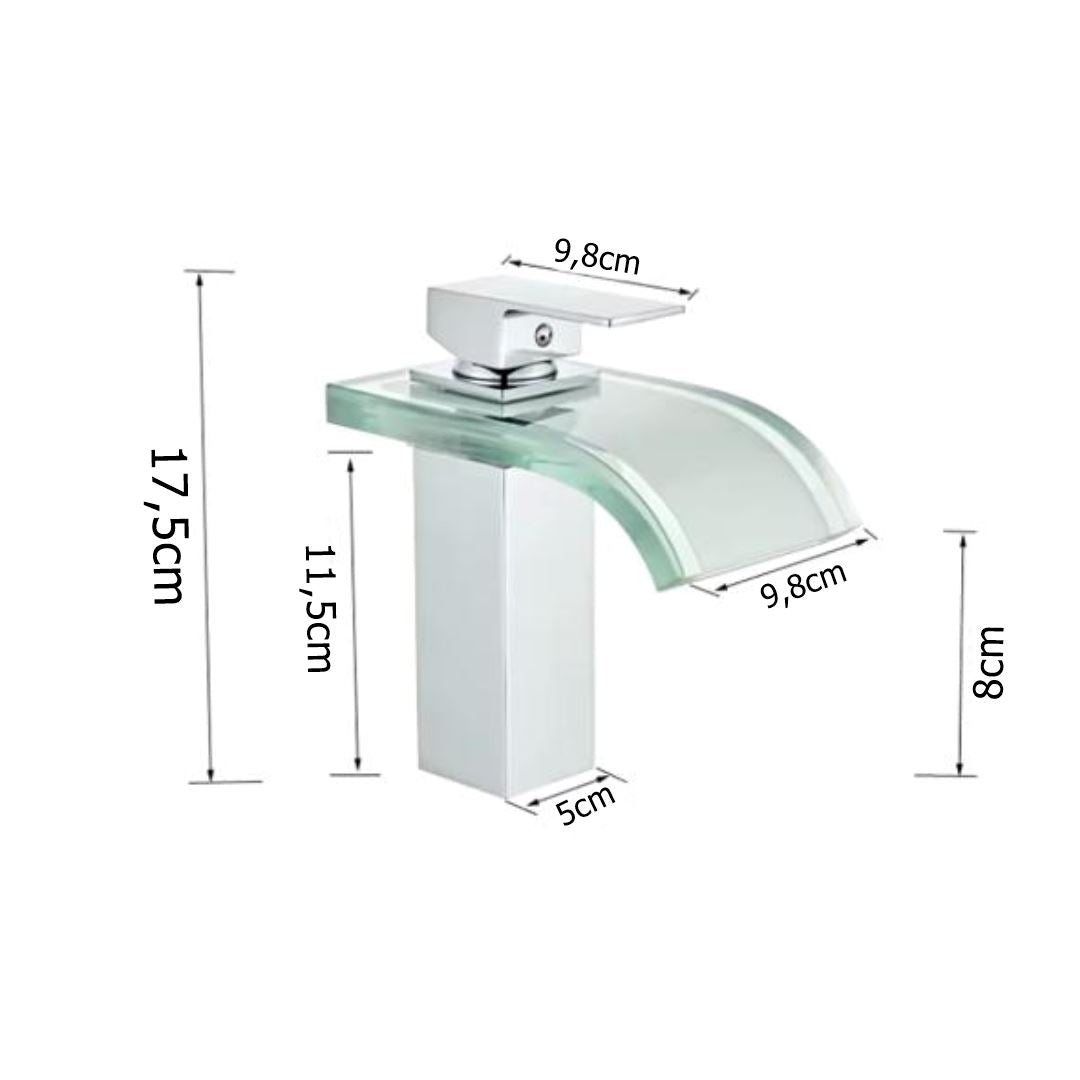 Torneira Luxuosa Riffle Glass - Monocomando para Lavabo 17,5cm Conceito 