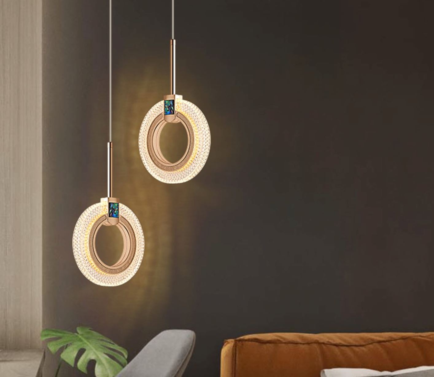 Lustre Pendente de Luxo Cristal Circular luzes Conceito Lutre Duplo 