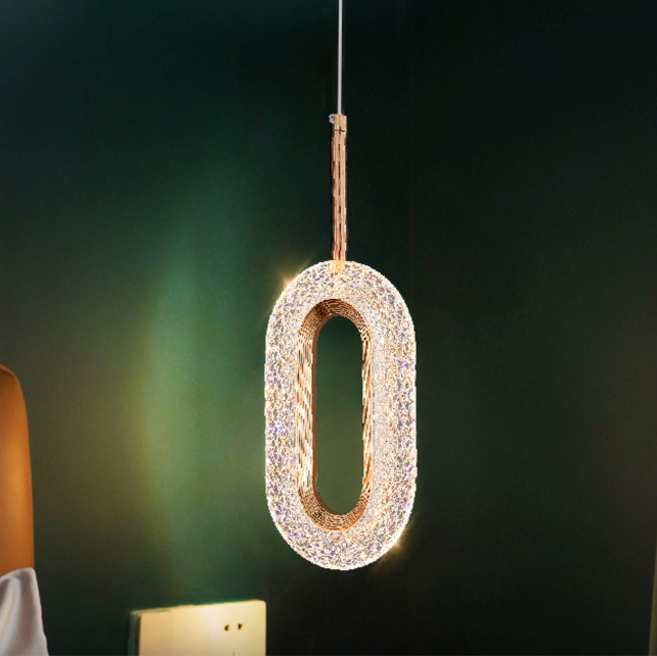 Lustre Pendente de Luxo Cristal Oval luzes Conceito 