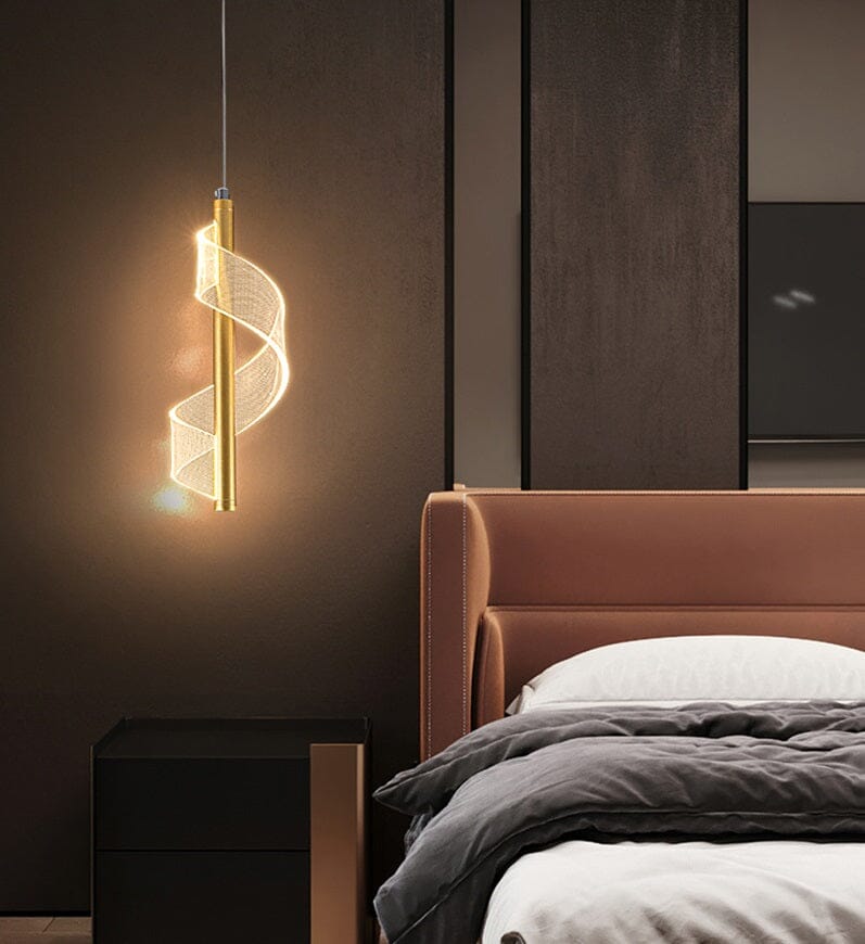 Lustre Pendente de Luxo em Espiral Acrílico luzes Conceito 01 Unidade Luz Quente Dourado