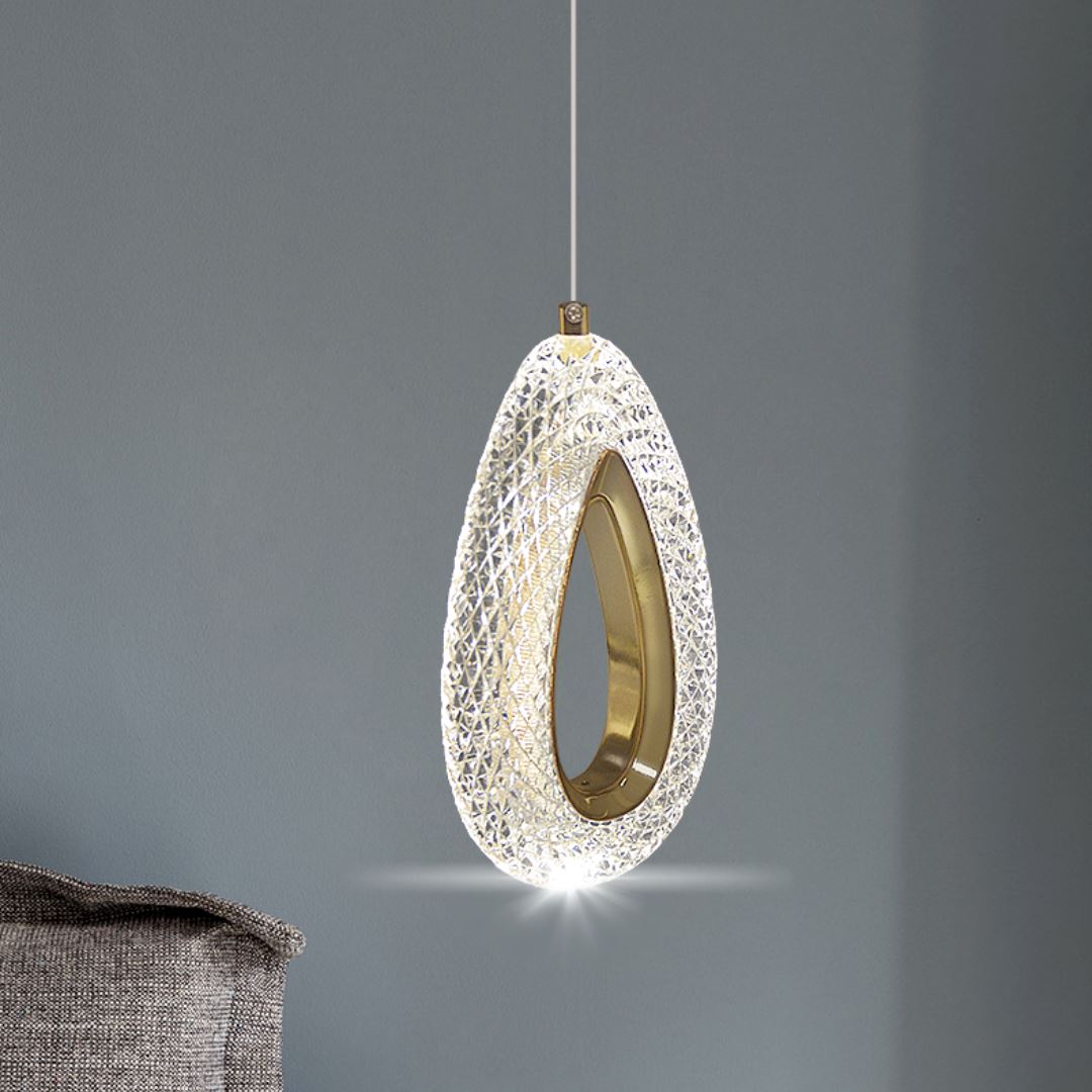 Lustre Pendente de Luxo em Gota Cristal Conceito 01 Unidade Fria 