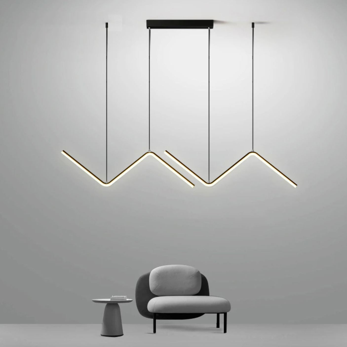 Lustre Pendente Wave Line Led luzes projeto-150 Preto Luz Branca 